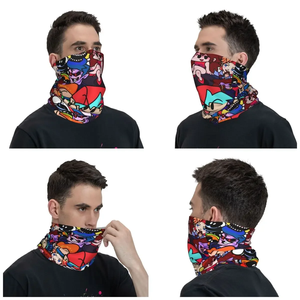 Friday Night Funkin Collage Bandana Neck Gaiter Printed Anime Harajuku Balaclavas Wrap Scarf Multi-use Cycling Running for Men