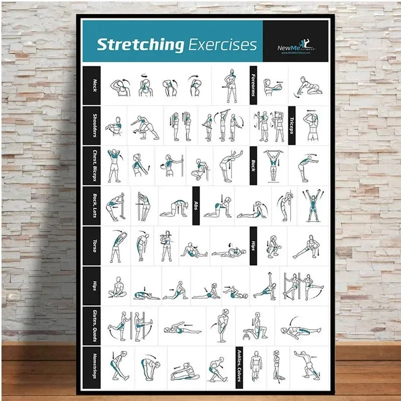 Canvas Schilderij Halter Workout Bodybuilding Oefening Lichaamsgewicht Grafiek Yoga GYM Poster Prints Wall Art Room Home Decor Gift