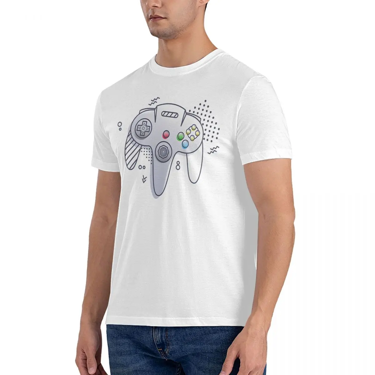 Game Controller Men T Shirt Nintendo 64 Awesome Tees Short Sleeve Crew Neck T-Shirts Pure Cotton Gift Idea Tops