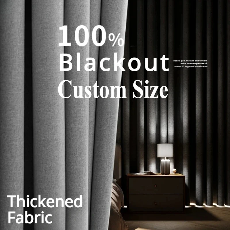 Custom Size Reversible Linen 100percent Blackout Curtains for Living Room Bedroom Dining Waterproof Energy Saving Privacy Drapes