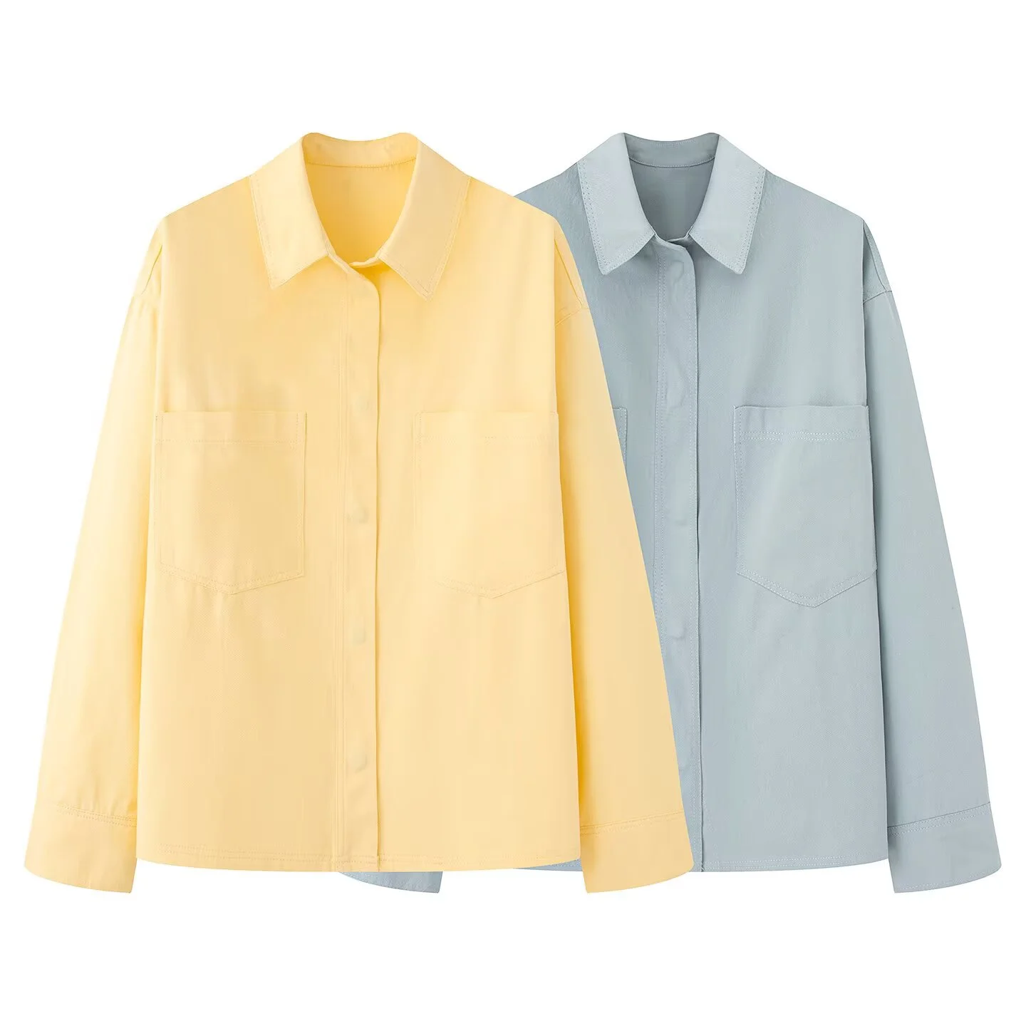 

PB&ZA2025 autumn new women's casual fashion simple loose lapel long-sleeved button-down large pocket shirt top