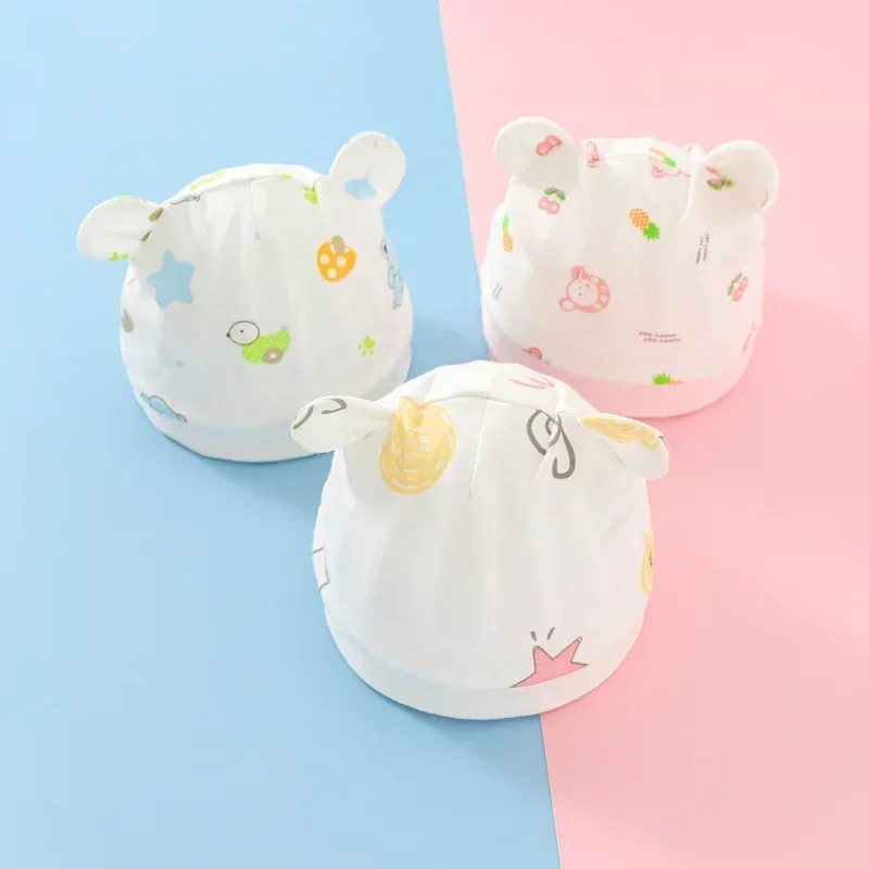 3pcs/set Newborn Baby Hats Gloves Foot Cover Breathable Cotton Soft Caps Cute Cartoon Caps Newborn Baby Accessories