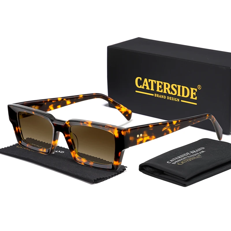 

CATERSIDE Square Fashion Men's Acetate Sunglasses Polarized Sun Glasses Brand Design Women's Business Outdoor Driving Glasses