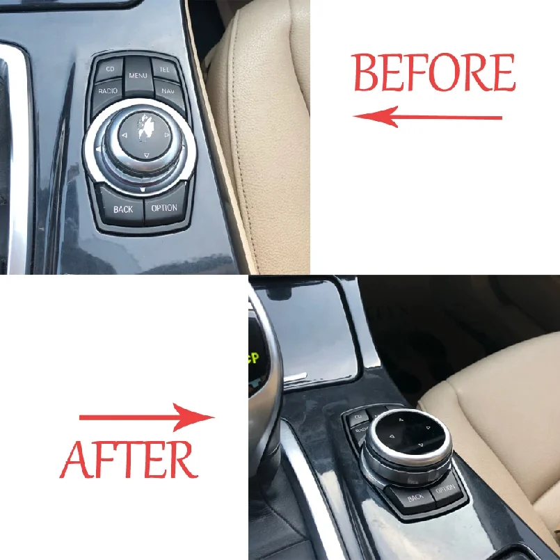 Car Multimedia Buttons Cover Stickers Knob Cover For BMW 1 3 5 Series X3 X5 X6 F30 F10 F25 E71 E84 E90 E70 E60 F20 E91 E92 E93 view 2