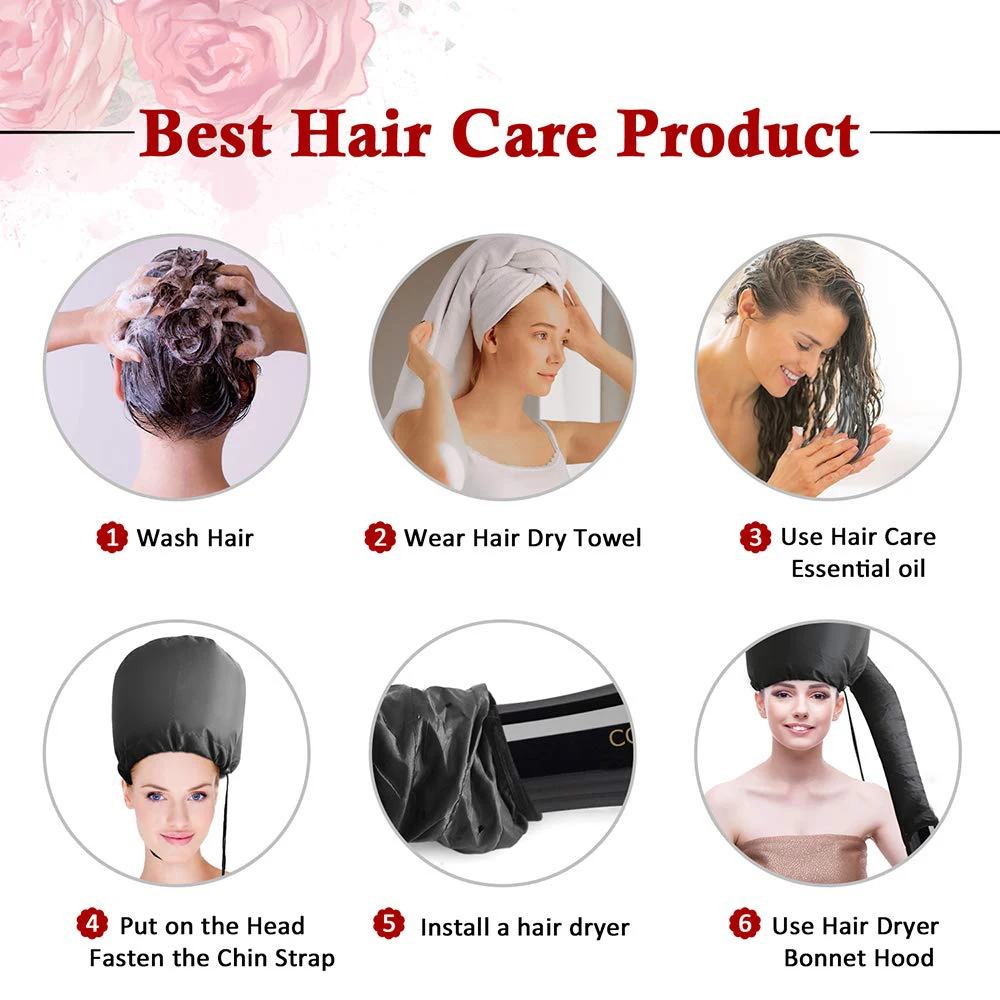 1Pc Hair Dryer Bonnet Hood Portable Soft Hairdryer Nursing Cap Heating Warm Air Drying Home Hairdressing Adjustable Accessory