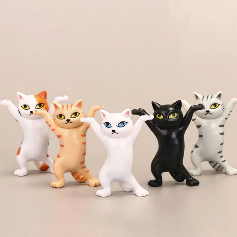 Anak-anak menari figur kucing mainan Model kartun kucing pena lucu tempat Earphone boneka lucu ornamen plastik anak-anak lelucon praktis