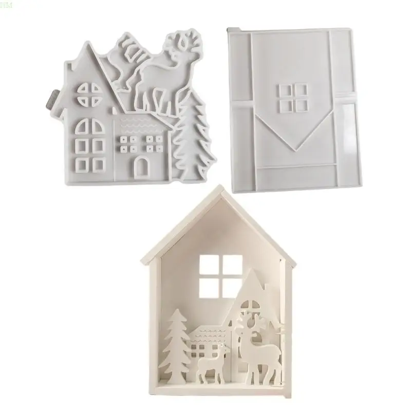 Silicone and Plaster Reindeer House Molds for Festival Decorations Daily Use NM