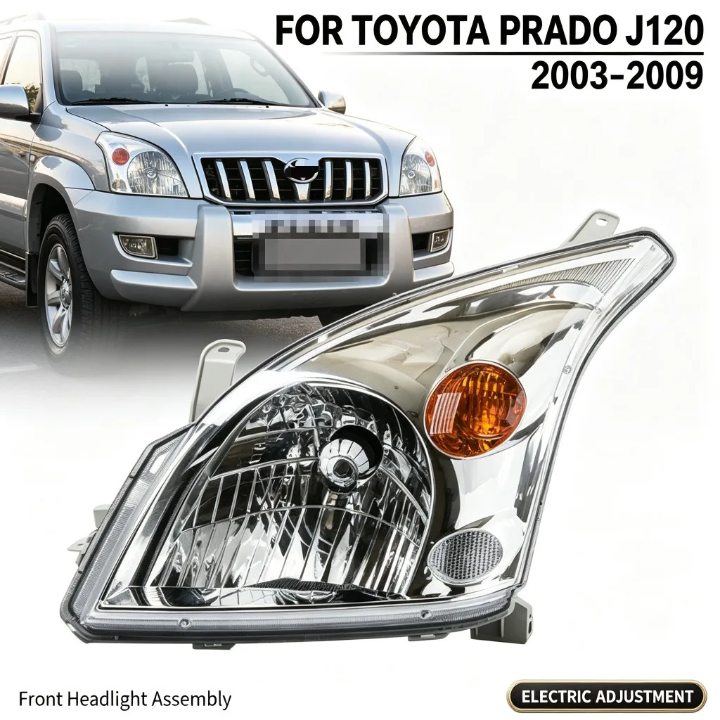 Front Headlight For Toyota Prado J120 2003-2009 Manual Electric Adjustment OE 81170-6A050 Turn Signal Left Right Pair