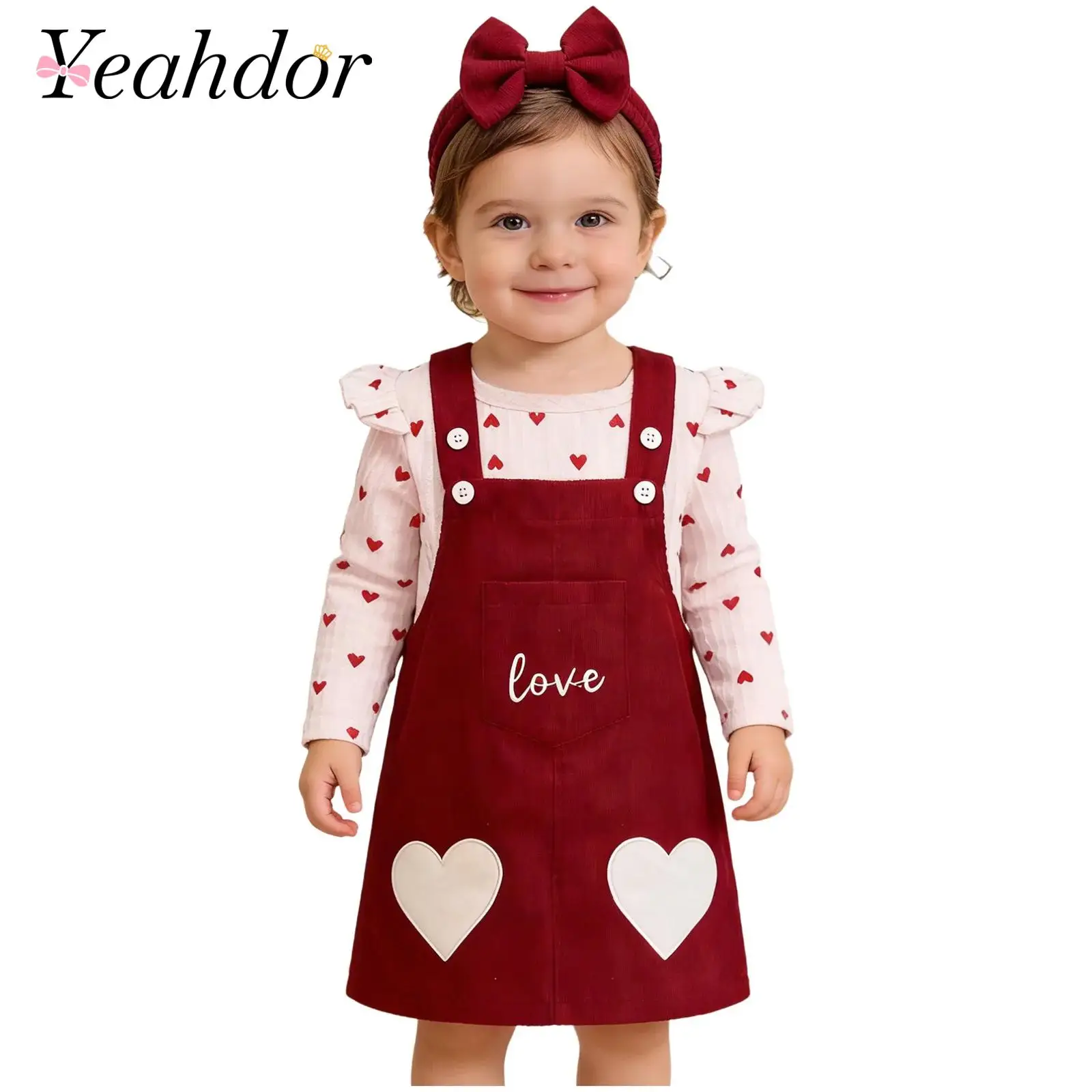 

Комплекты праздничной одежды для новорожденных девочек и малышей (0-18 месяцев): ромперы и вельветовые комбинезоны-платья для Рождества, Нового года, Дня святого Валентина