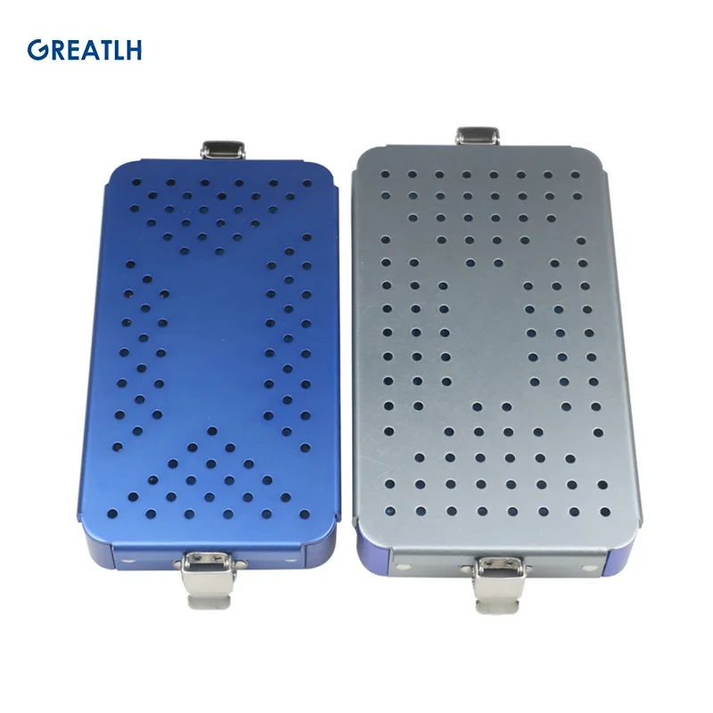 Aluminium Alloy Disinfection Box with Silicone Pad Sterilising Tray Case for Holding Instrument