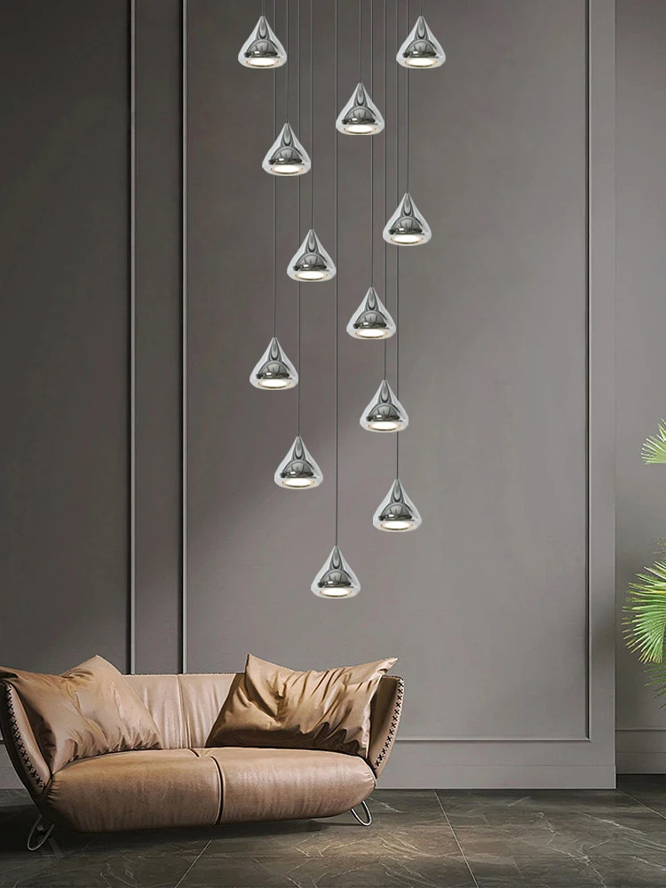 

Nordic Modern LED Chandeliert Villa Hanging Stairs Pendant Light Living Room Dining Room Decorative Pendent Lamp Indoor Lighting