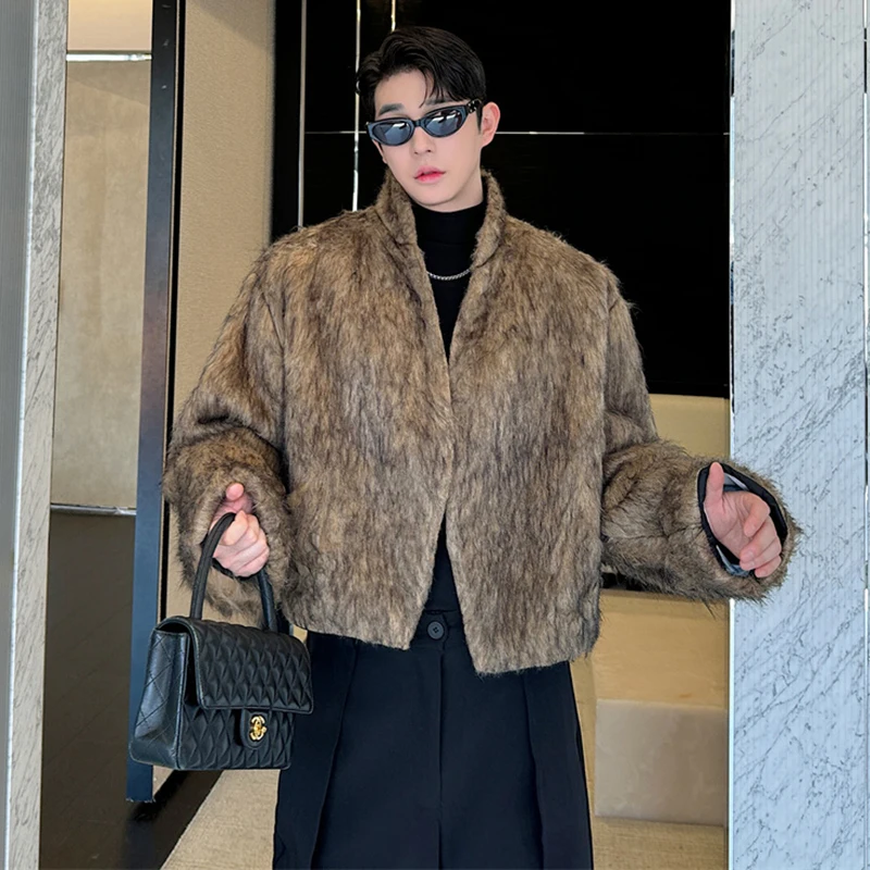 LUZHEN قصيرة 2024 الشتاء الأمريكية ملابس خارجية الفراء الراقية سترة ضوء الموضة الفاخرة العصرية أنيق جديد معاطف الذكور الملابس JY4650