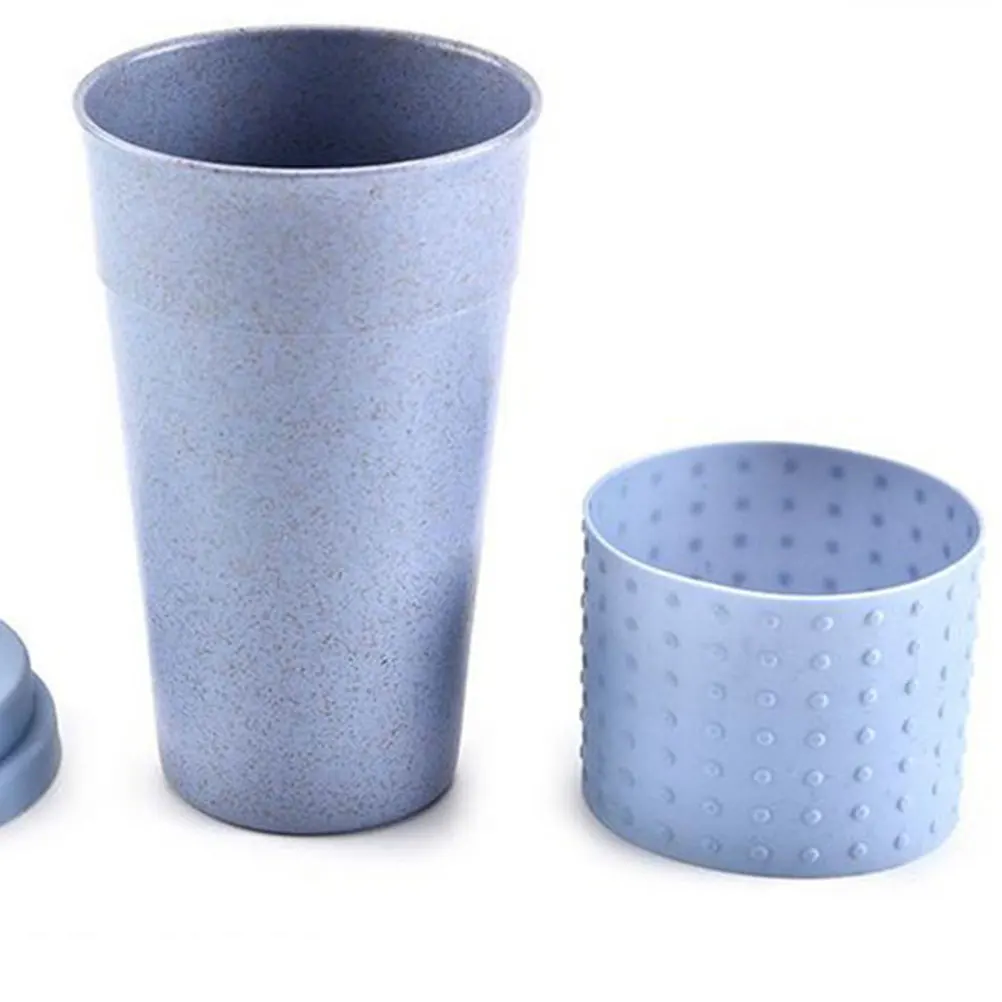 

3Pcs Large Plastic Tumblers Wheat Straw Water Cups Reusable for Coffee Tea Milk Smoothies Kitchen Camping