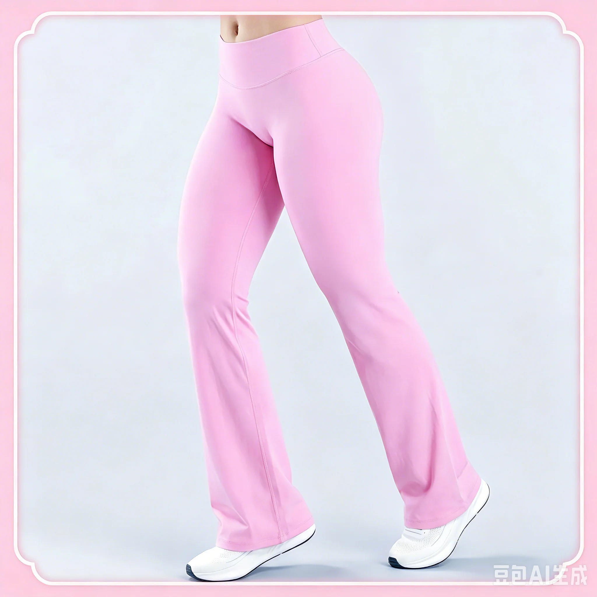 Logo Damen High-Waist Butt-Lifting Yoga-Hose, lockere, gerade geschnittene Laufhose für Fitness, Sport und Outdoor-Yoga