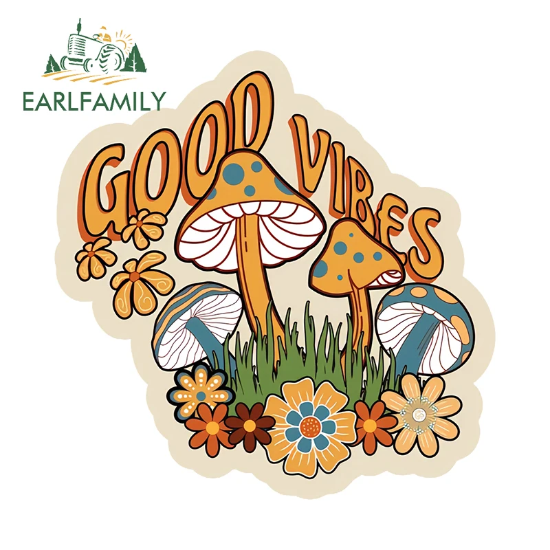 EARLFAMILY 13cm X 12.8cm for Good Vibes Adventure Car Stickers Waterproof Sunscreen Vinyl Car Wrap Decals Graffiti Car Goods