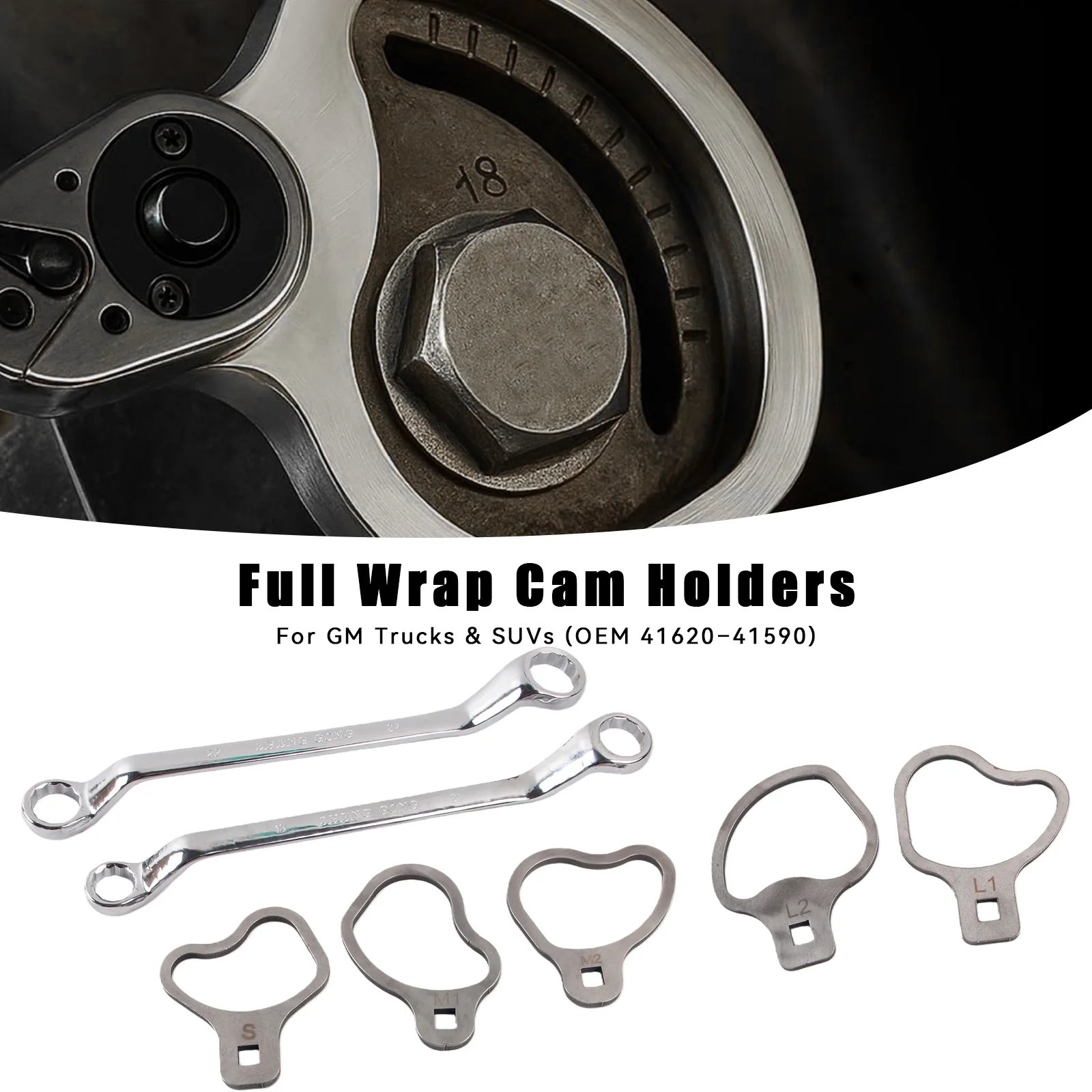 

Stainless Steel Professional Caster & Camber Alignment Wrench Kit with Cam Holders for GM Trucks & SUVs (OEM 41620–41590)