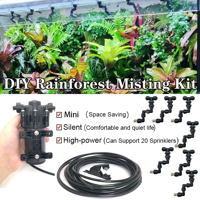 

HEMAN Reptiles Fogger Mist Sprinkler Rainforest Tank Pet Humidification Cooling system Reptile Pet Terrarium Misting System