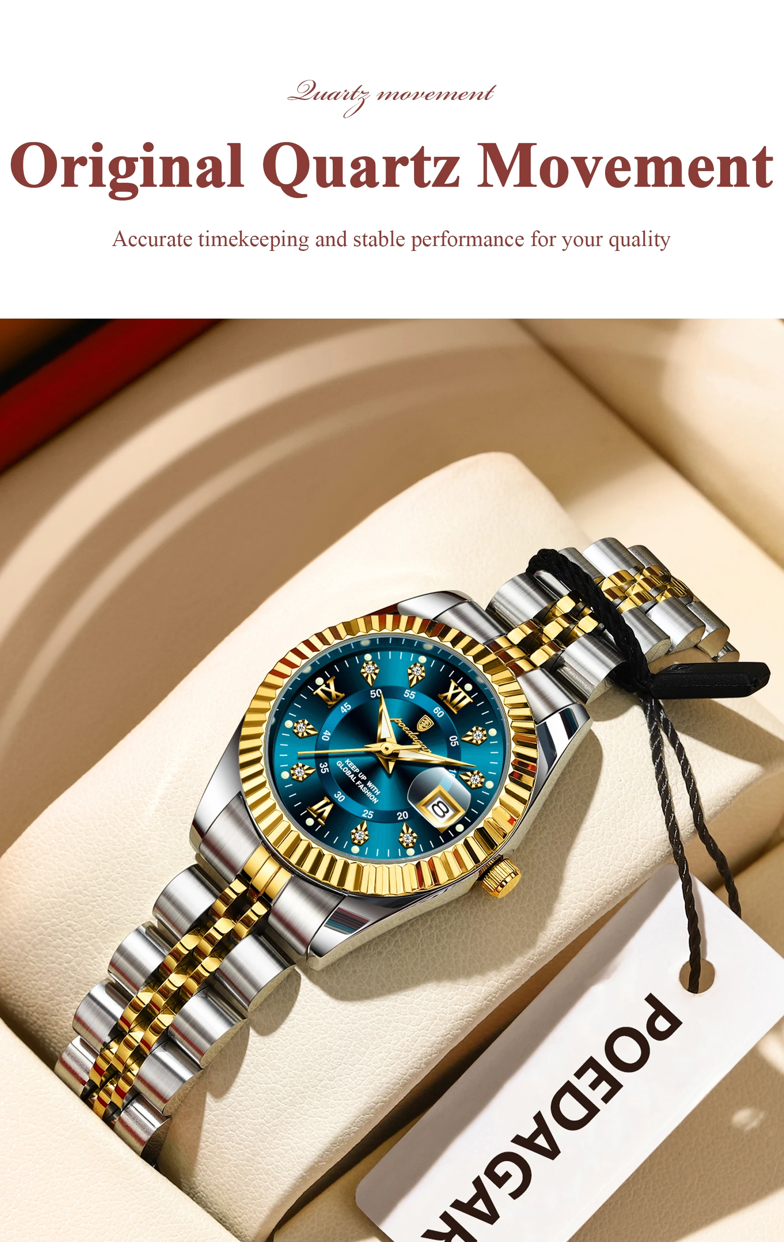 POEDAGAR Top Luxus Uhr Für Frauen Wasserdicht Edelstahl Leucht Datum Damen Uhr Quarz Mode Elegante frauen Uhren – Detail 6