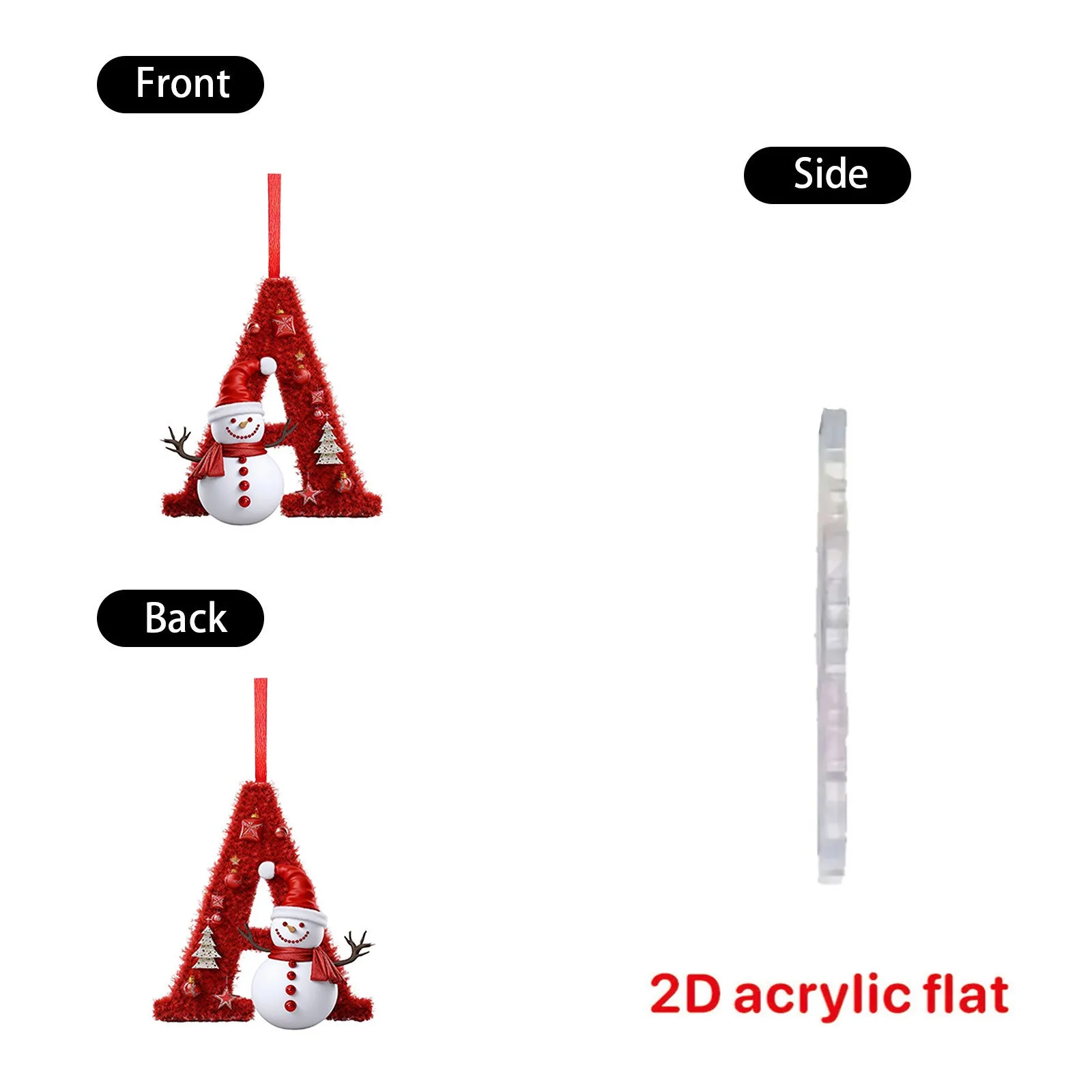 Weihnachtsbaum-Dekor, Buchstaben-Anhänger, Acryl, A-Z, 26 Buchstaben, Zuhause, Urlaub, Anhänger, Weihnachtsschmuck, Navidad, Natal, Neujahr 2025,