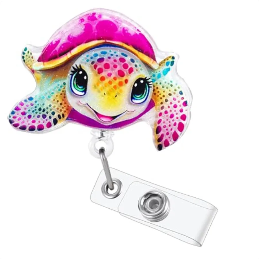 

Funny Turtle Badge Reel Cute Pediatric Retractable ID Card Badge Holder Name Tag Work Badge Clip for RN LPN CNA MA ER Night Shi