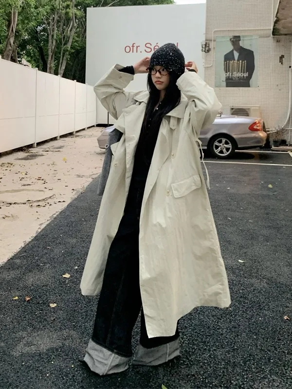 

plus Size Korean Style Mid-Length Jacket Coat Loose Fit Slimming Design Autumn New Vintage Women's Outerwear Coat