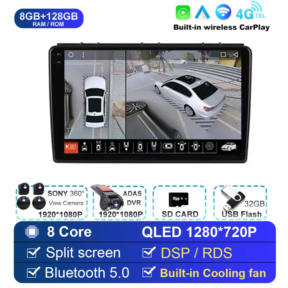 9 inch autoradio Android 15 draadloze Carplay voor Saab 3 2007-2011 multimediaspeler video stereo GPS navigatiescherm 4G WIFI