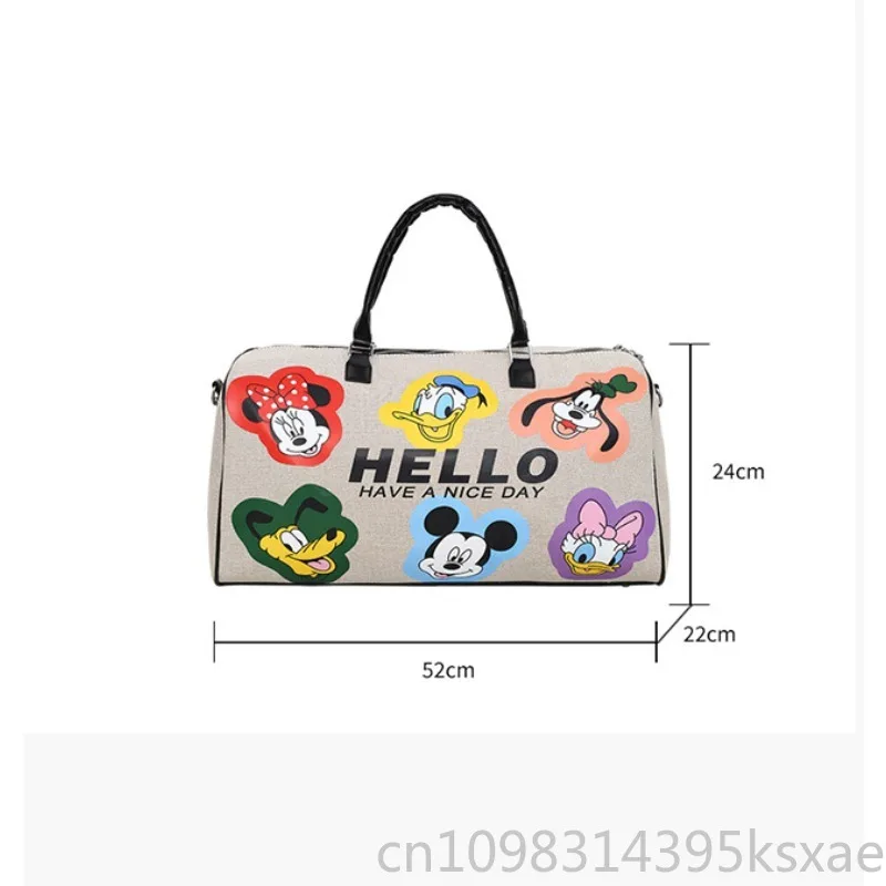 Disney Canvas Travel Bag for Woman Cute Mickey Mouse Large Capacity Duffle Bag Luxury Designer Handbag Portable Fashion Trend