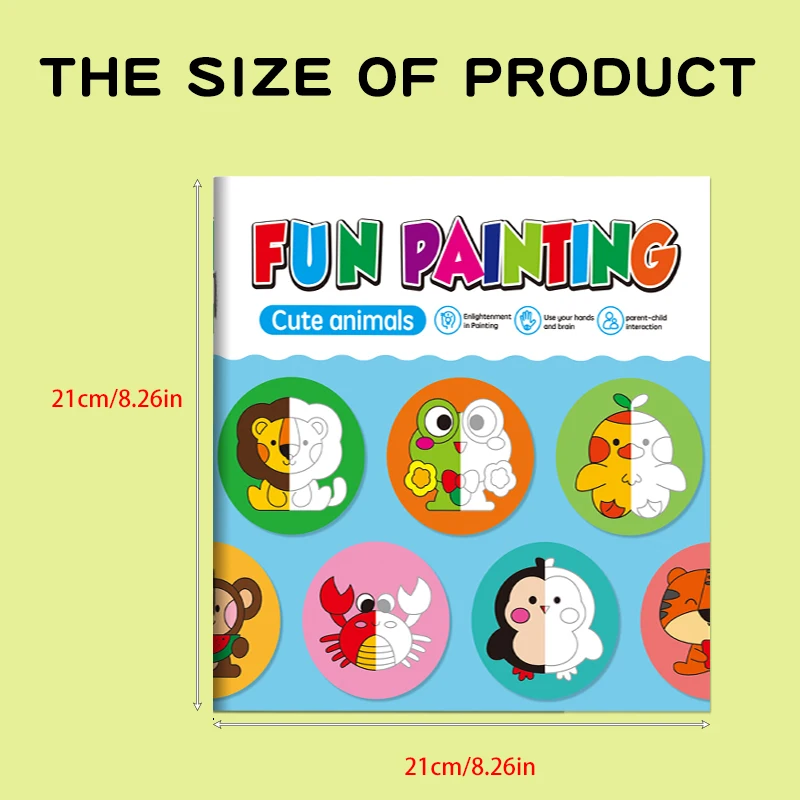Children's half-page drawing and doodling book | Cute animal coloring enlightenment coloring book | Improve concentration