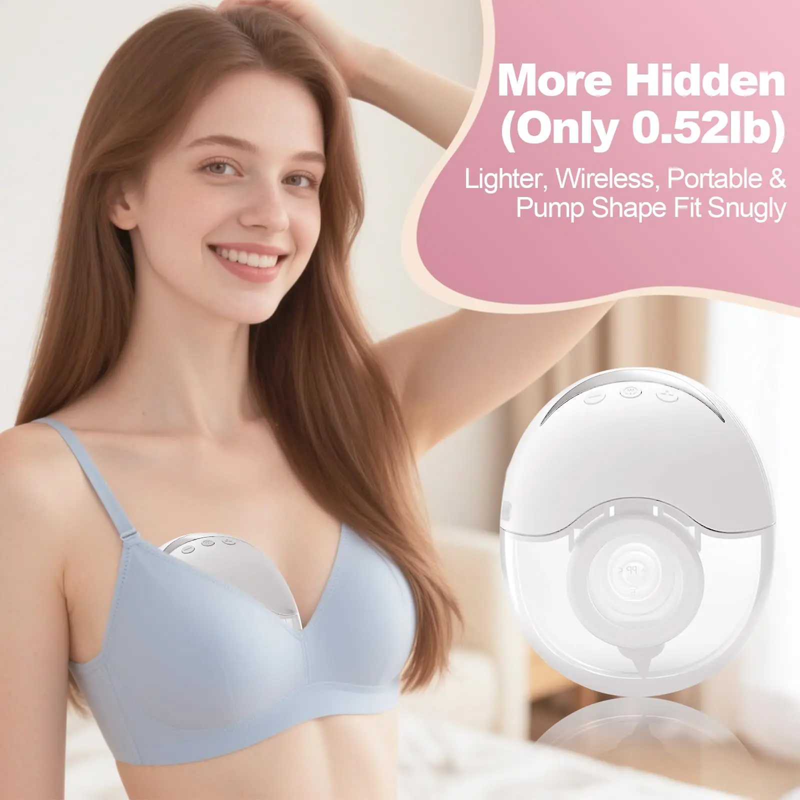 Wearable Electric Breast Pump with Breast Pump Bag, Strong Suction & Low Noise, 4 Modes 12 Levels, Includes 19/21/24mm Flanges