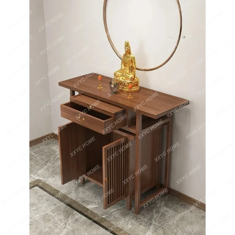 XXModern Minimalist Solid Wood Altar New Chinese Style Living Room Home Buddha Shrine Silent Style God Of Wealth Cabinet