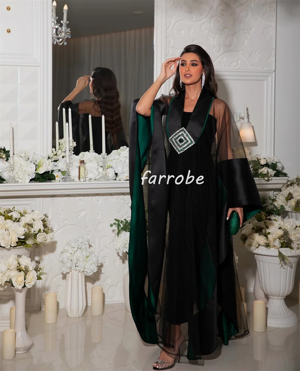 Customized Fashion Sizes Available Pleat Beading Sequined A-line V-neck Midi Dresses Bespoke Occasion Dresses Exquisite Formal