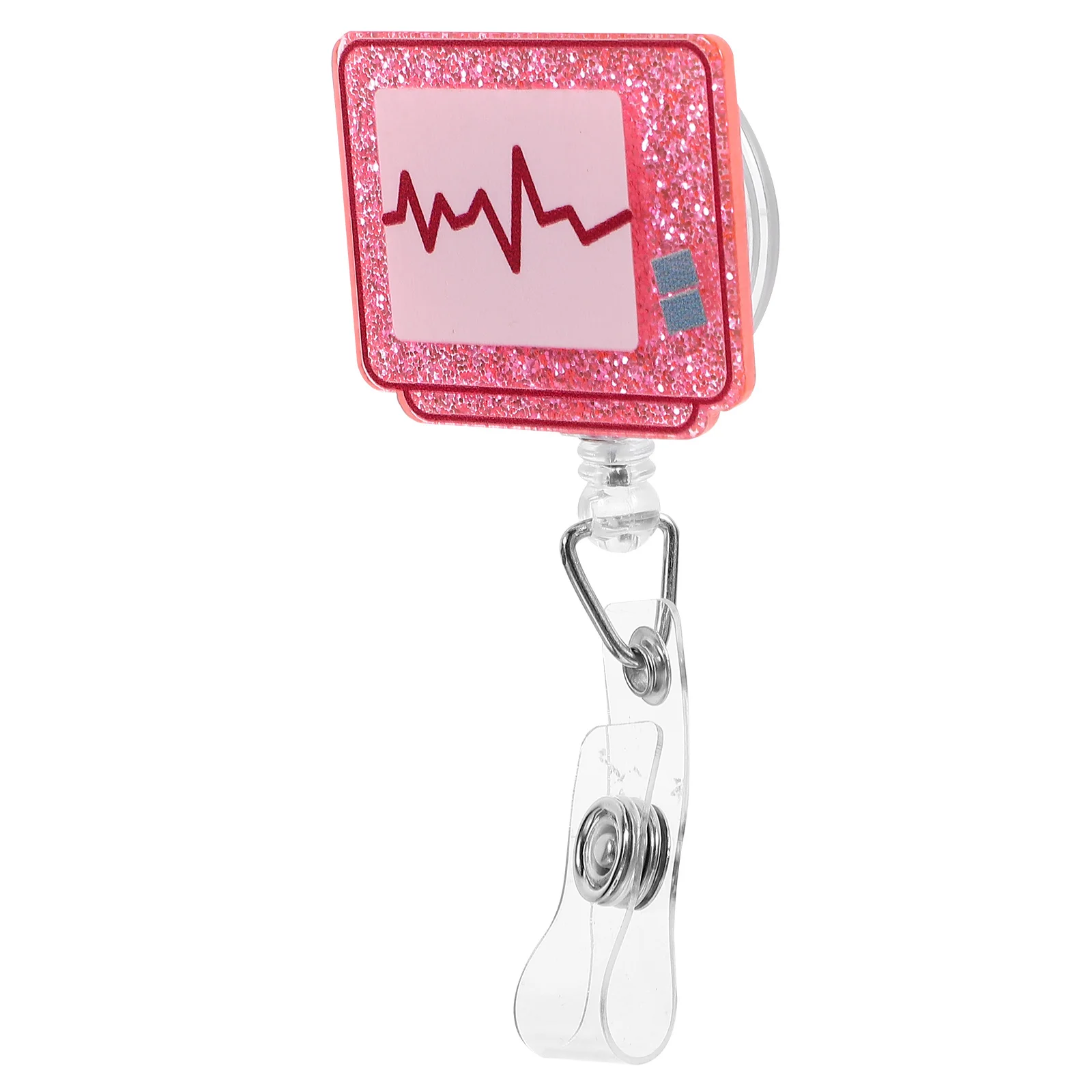 

1pc Ecg Holder Retractable Id Card Carrier For Nurse Doctor Name Tag Organizer Portable Badge Clip Multi-Function Badge Reel