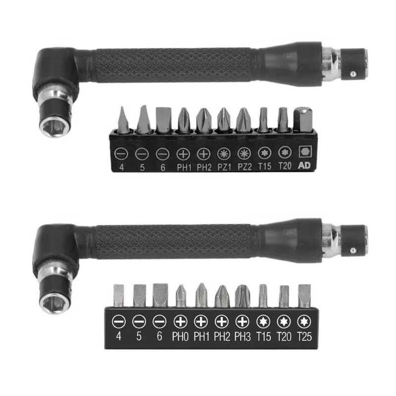 E15A Professional Carbon Steel L Shaped Wrenches With 10 Piece Bit Set Home Maintenance Tool For Home And Industrial Use