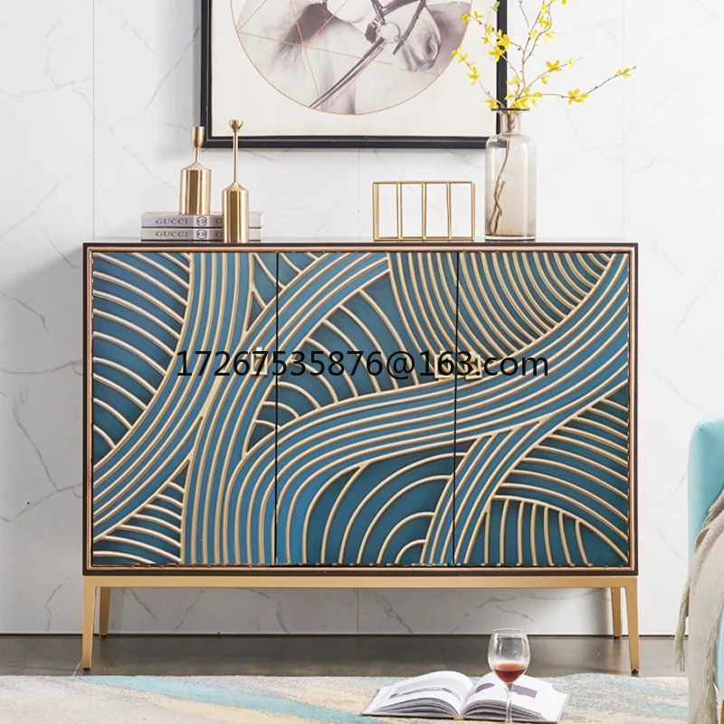 Scarpiera in legno massello con ingresso di lusso leggero, scarpiera di grande capacità, armadio laterale per sala da pranzo, soggiorno domestico