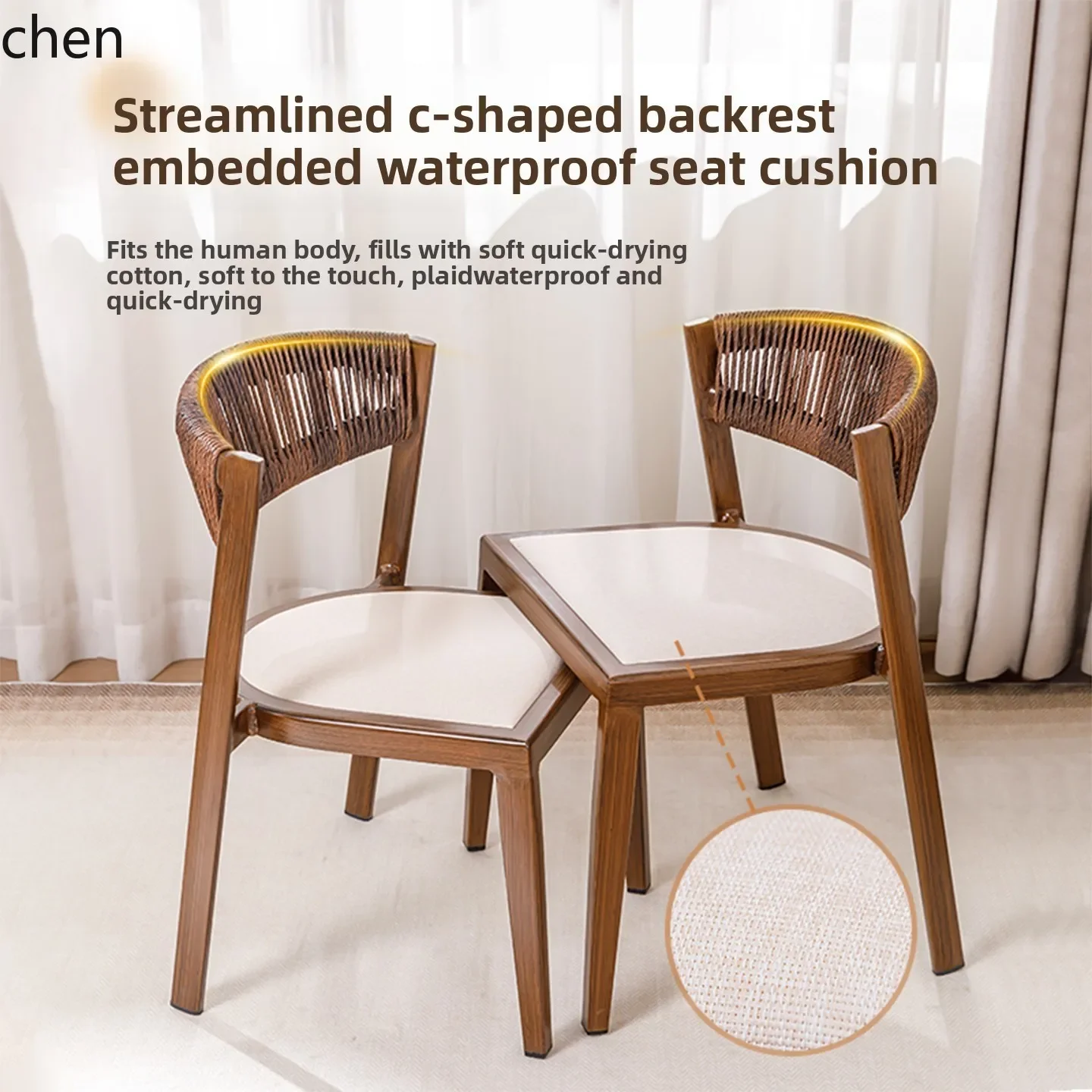 Conjunto de mesa e cadeiras de vime para varanda W5.19, três peças, para apartamento pequeno, uma mesa e duas cadeiras.