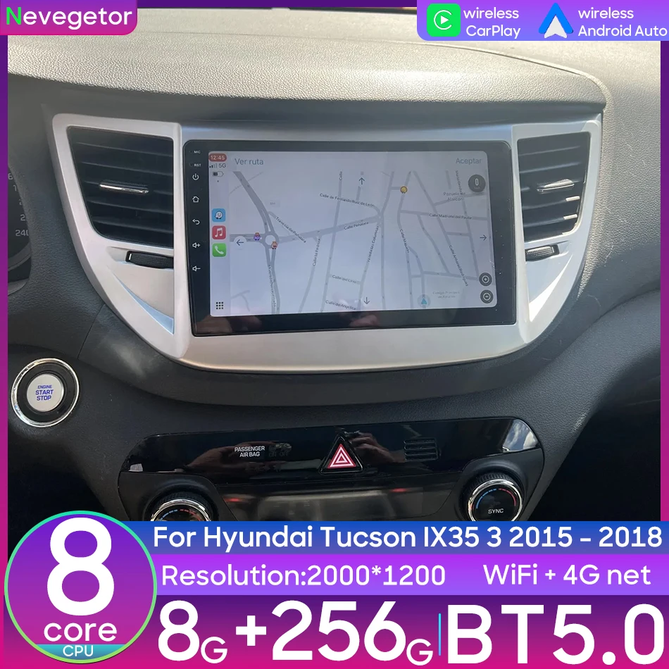 

Автомобильный мультимедийный плеер Android, беспроводной CarPlay, авто Wi-Fi, навигация, радио, стерео головное устройство для Hyundai Tucson IX35 2015-2018