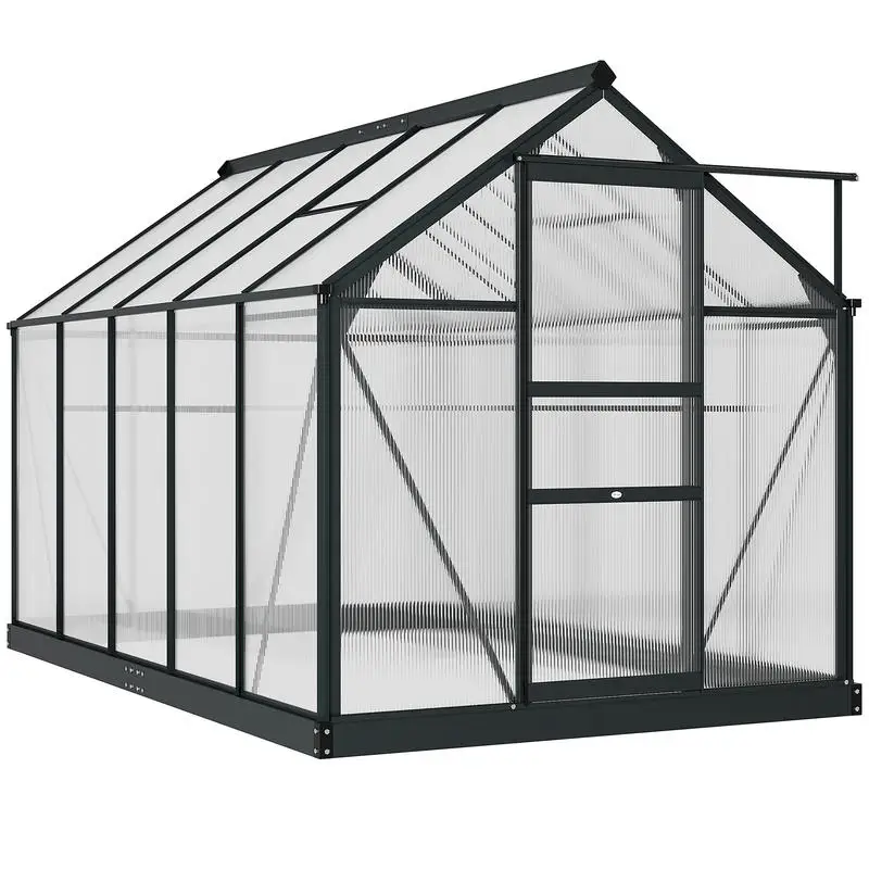 

Outsunny 6.2' x 10.3' x 6.6' Outdoor Greenhouse with Walk-in Vent Door for Backyard Garden Gray