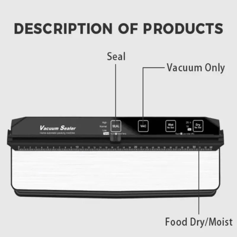 

Automatic Vacuum Sealer Machine Hands-Free Operation LED Touch Panel Degasser for Food Storage Dry Wet Food 15 Bags Sous Vide