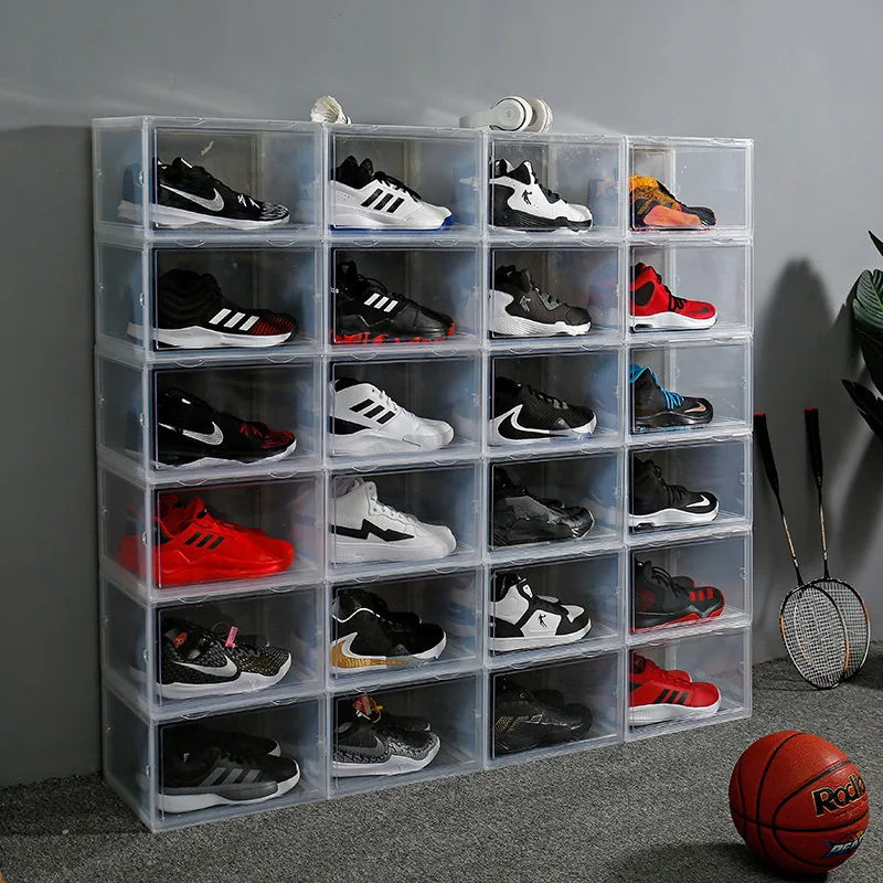 Dust-Proof Plastic Transparent Storage Organizer Box Sneakers Basketball Shoe Box Display Rack Cabinet Shoe Storage Box LB574