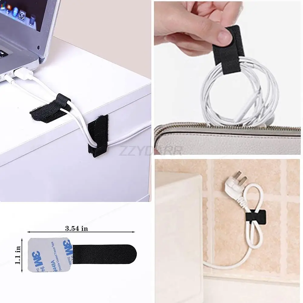 200 PCS Cord Organizer Kit with Cable Sleeve Split Roll Self Tie Self Adhesive Clips Holder Fastening Ties for Home Office