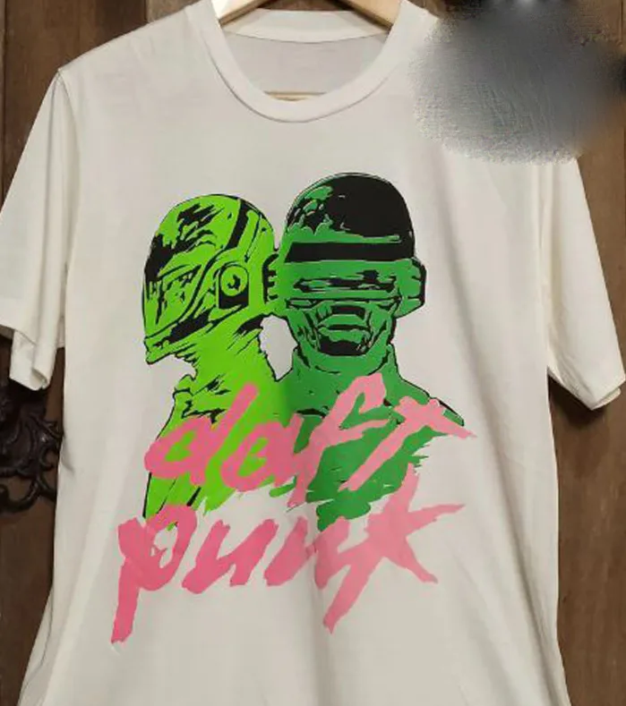 Vintage Daft Punk Shirt Green Pink Graphic Tee Unisex S-5Xl