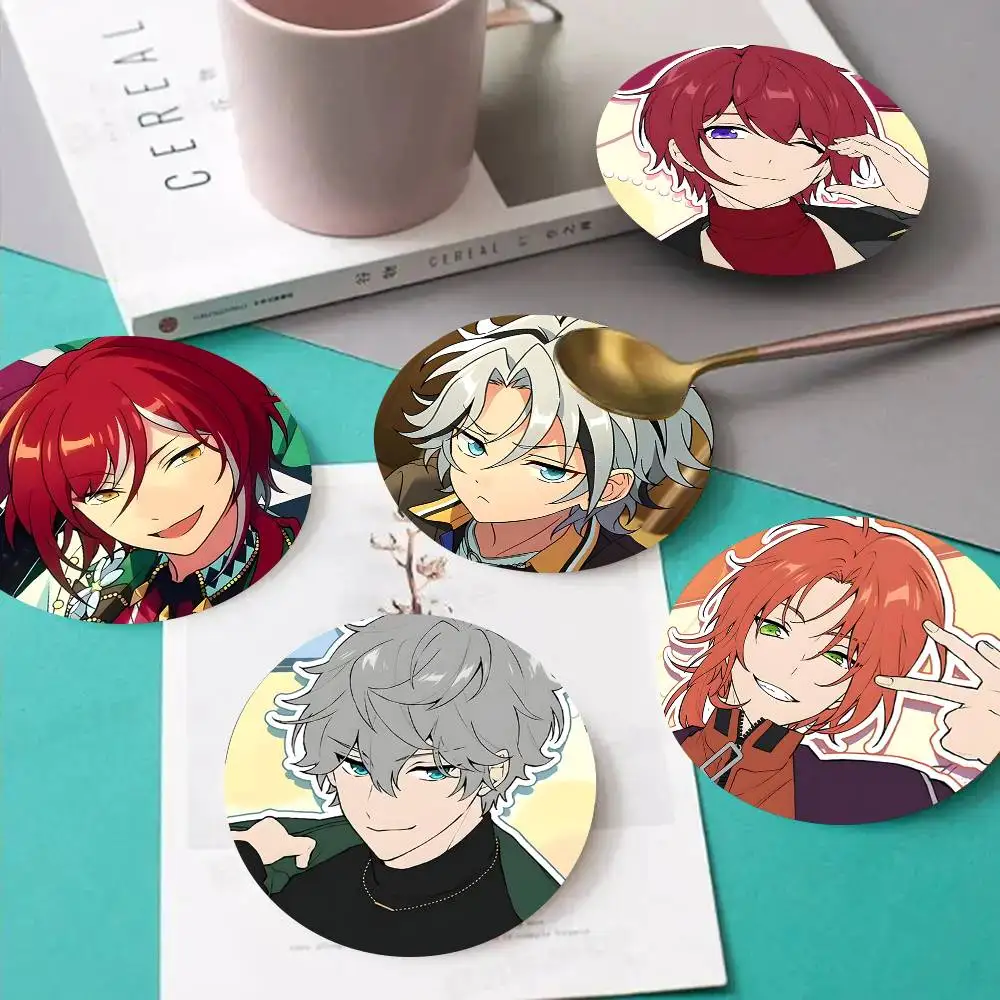 1pc Anime Game Ensemble Stars Wooden Coaster Colour Printing Cup Mat Home Desk Decoration Gifts
