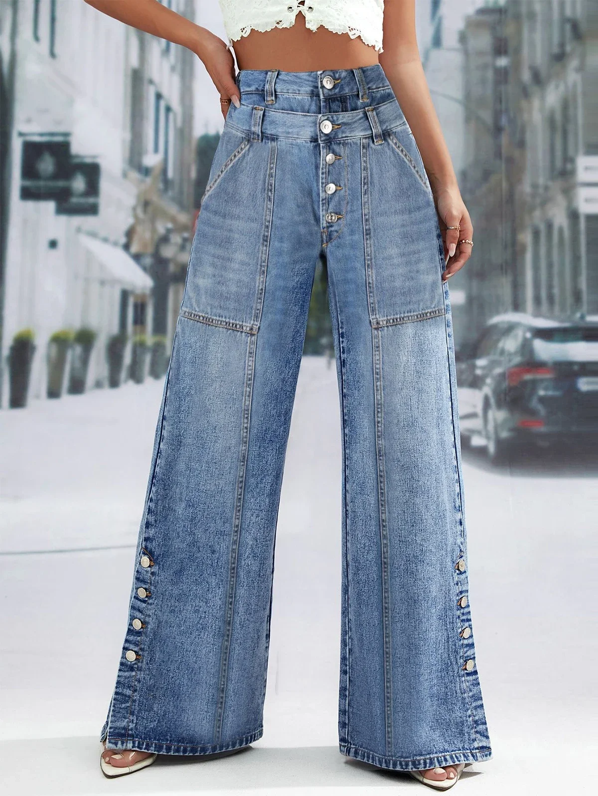 Pants Wide Leg Jeans 2025 Fashion Y2K Blue Jeans Women Stretch Jeans Femme High Waist Trousers Vintage Casual Comfort Denim