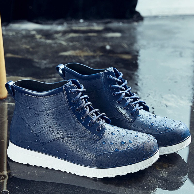 Botas de lluvia para hombre y mujer, chanclos de PVC, zapatos de pesca antideslizantes para exteriores, zapatos de trabajo para jardín, botines de goma para parejas, Bota Lluvia