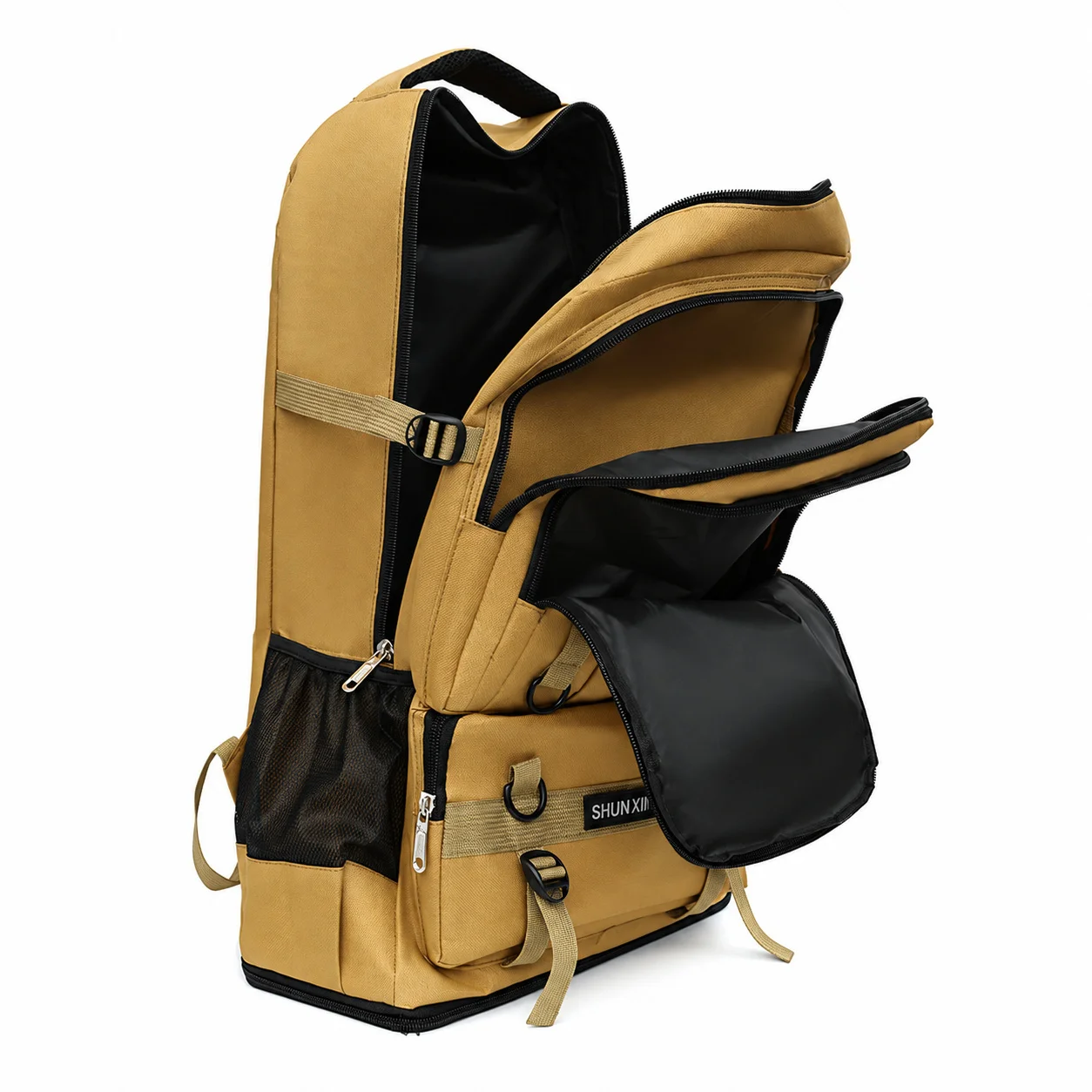 Expandable Nylon Hiking Backpack with Front Flap Pockets and Adjustable Shoulder Straps Large Travel Camping Luggage Daypack
