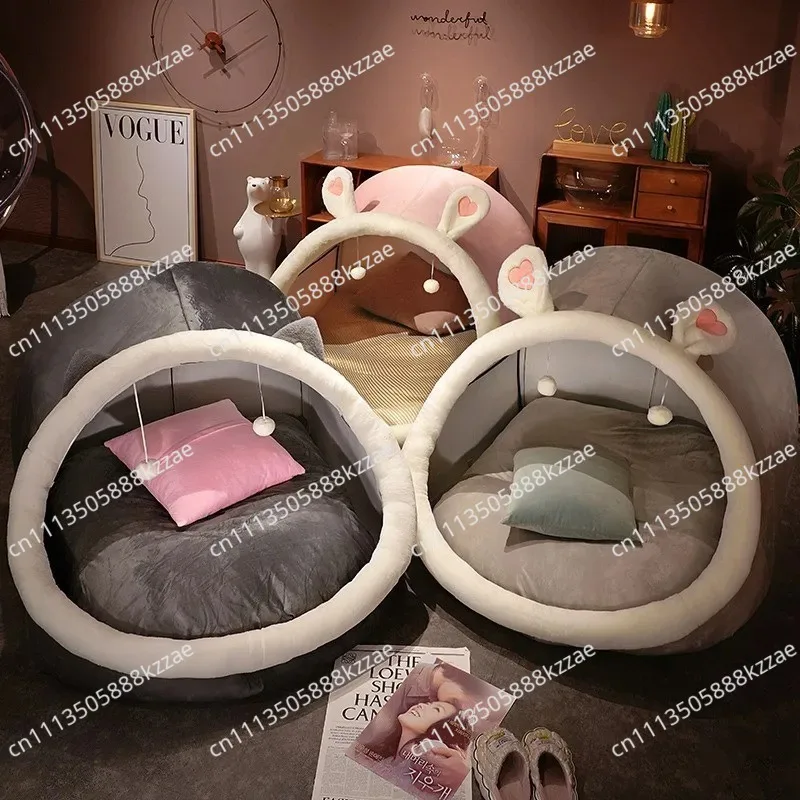 Cute Oversized Adult Child Plush Tent Cozy House Lazy Person Sofa On The Ground Cat's Nest Christmas Cushions Sitting Cushion