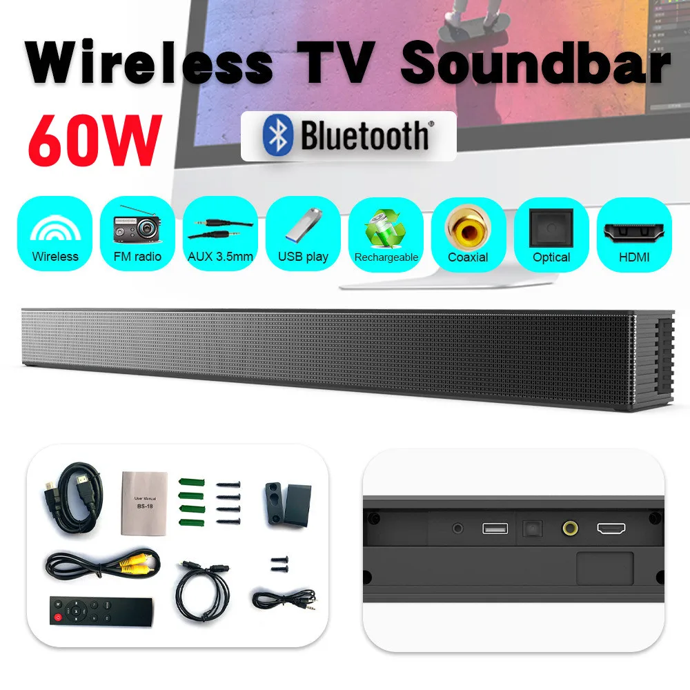 TV Sound Bar Home Theater Bluetooth With Remote Control Bass Soundbar FM Coaxial Subwoofer For Computer Phone Computer Speaker