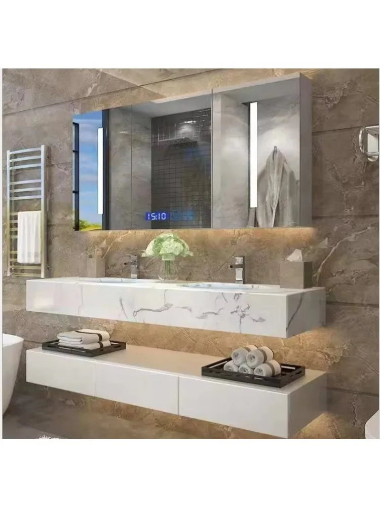 Wall-mounted bathroom vanity furniture, plywood with marble counter bathroom furniture vanity