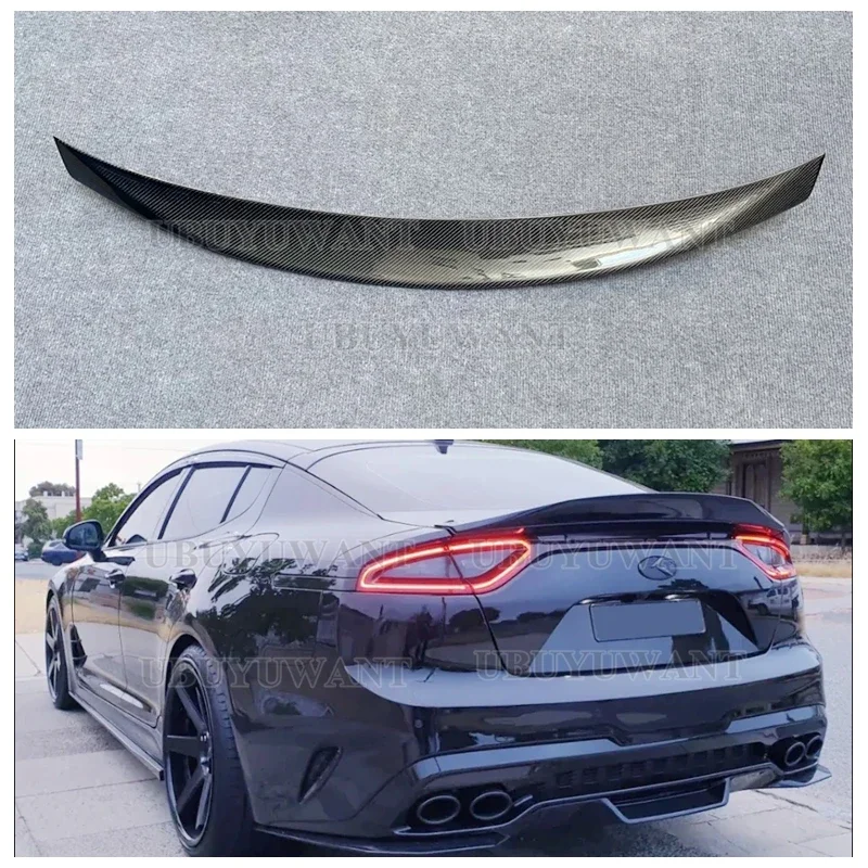 Use for KIA K8 Stinger Spoiler Real Glossy Carbon Fiber Rear Wing R Style Sport Accessories Body Kit Stinger Rear Spoiler 14-19 - view 4