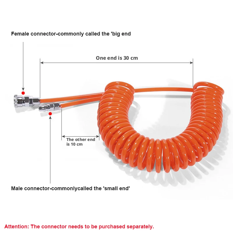 AirTAC PU 6*4 8*5 10*6.5 12*8mm Spiral Spring Air Hose Polyurethane Telescopic Coil Tube Pneumatic Spring Tube Length 3-15M